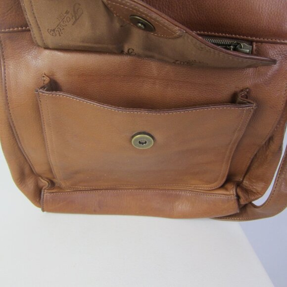 FOSSIL Women Large Brown Leather Organizer Crossbody Shoulder Bag Brass Hardware - Picture 8 of 15
